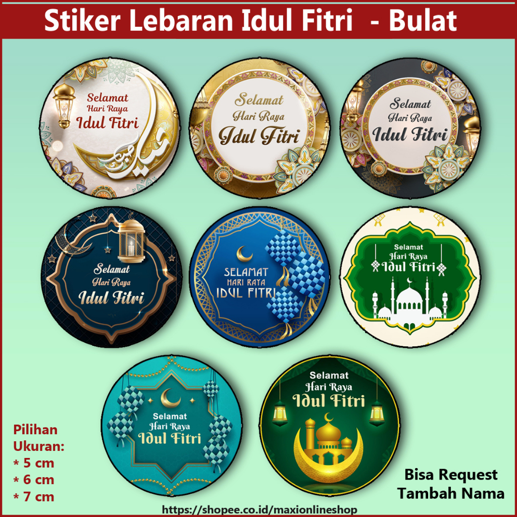 Jual Stiker Toples Lebaran Sticker Bulat Stiker Idul Fitri Stiker