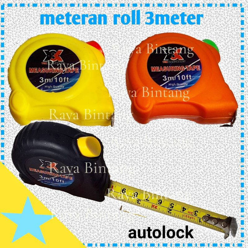 Jual Meteran tukang roll 3m alat ukur bangunan 3 meter karet material ...