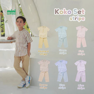Minicottons Setelan Koko Salur Striped Anak Set 1-12 thn / Kurta Set / Koko Set Baju Lebaran