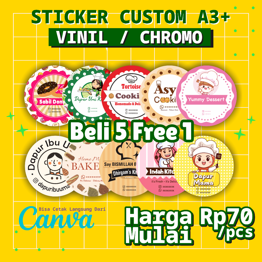 Jual Cetak Stiker Vinyl Cromo Cetak Stiker Label Kemasan Label Usaha Makanan Cetak Label