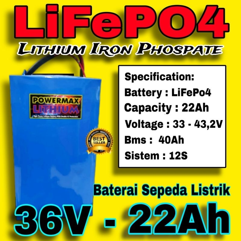 Jual BATERAI LIFEPO4 36V 22AH LKP BMS Pengganti Aki Sepeda Listrik