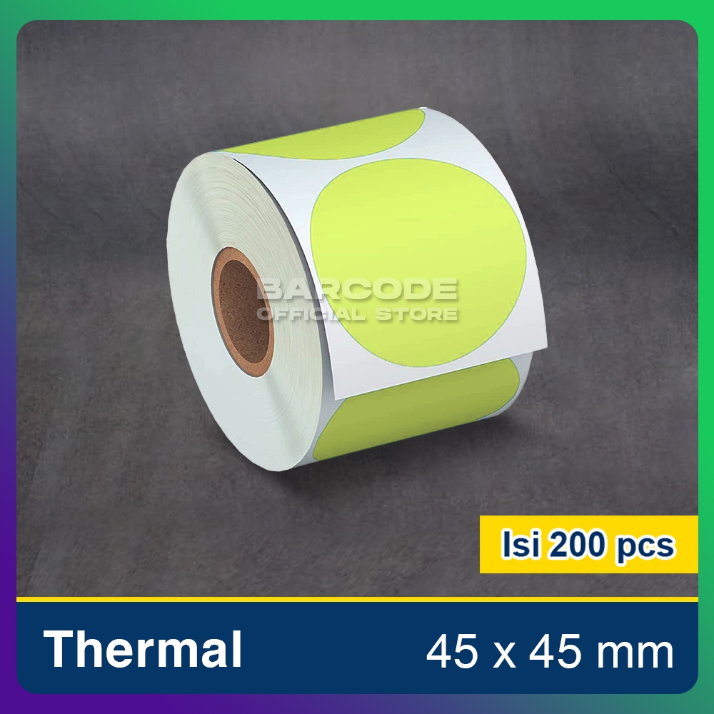 Jual Sticker Thermal 45mm x 45mm / 45x45 mm Label Bulat Yellow Kuning ...
