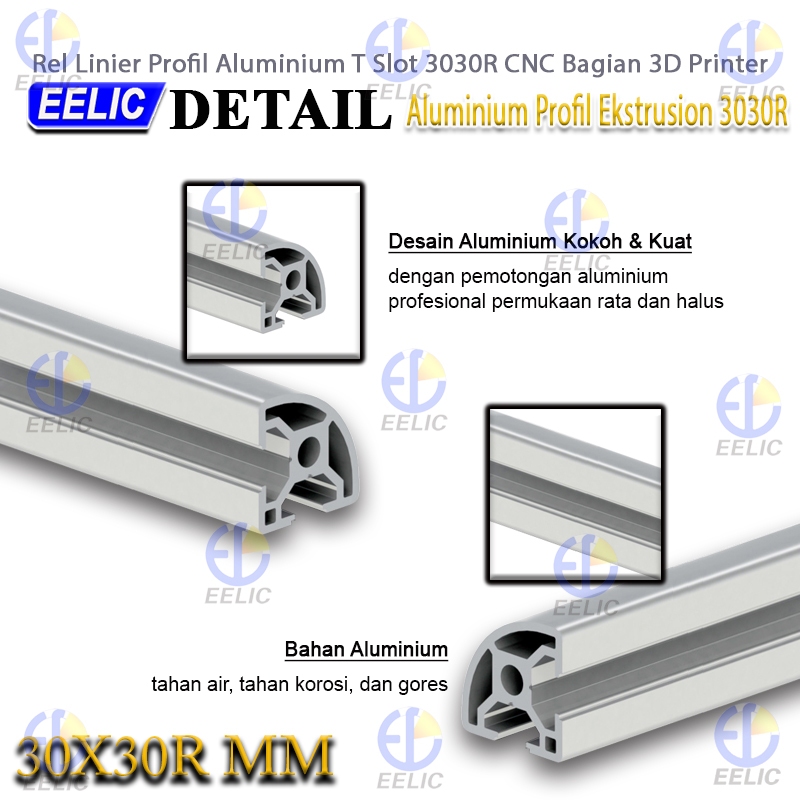 Jual EELIC ALM-EX3030RTS Aluminium profile exstrusion Tslot 3030R CNC ...