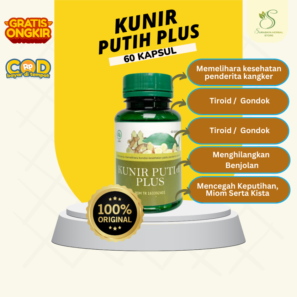 Jual Original Tumorin Kunir Putih Plus Obat Kunyit Putih Untuk Kanker Dan Gejalanya Lisensi Bpom