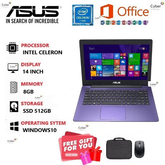 Jual Laptop ASUS 14inch Intel celeron RAM 8GB SSD 256GB Win10 [FREE TAS ...