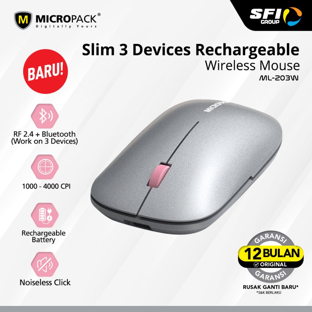 Jual 100 Original Micropack Mouse Wireless Bluetooth Rechargeable Wireless Mouse Lifestyle 5979