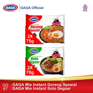 GAGA Mie Goreng Spesial 75g 3pcs, GAGA Mie Soto Segaar 70g 2pcs (GG67)