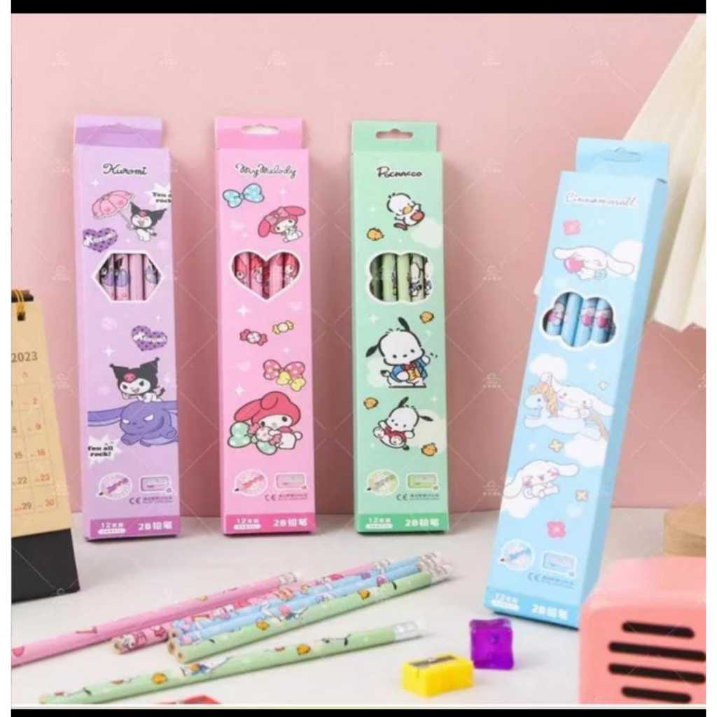 Jual SG 12 buah pensil Sanrio Kawaii Mymelody Kuromi Cinnamoroll Korea ...