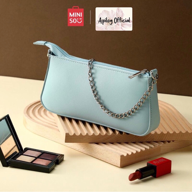 Jual MINISO BAG Solid Color Shoulder Bag with Chain Crossbody Bag with Flap Tas Pundak Tas Simpel Tas Minimalis Tas Miniso Shopee Indonesia