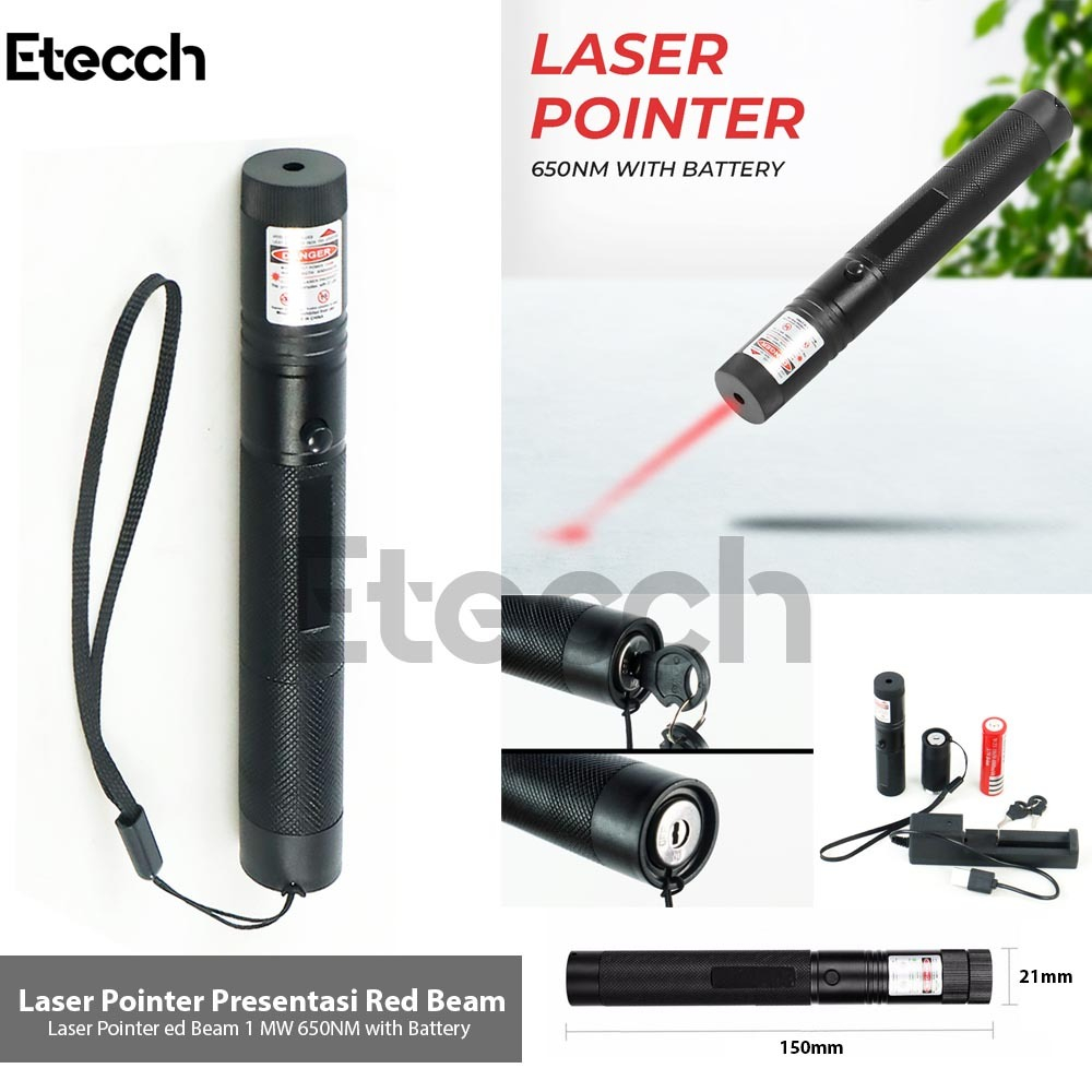 Jual Laser Pointer Presentasi Red Beam 1 MW 650NM with Battery | Shopee ...