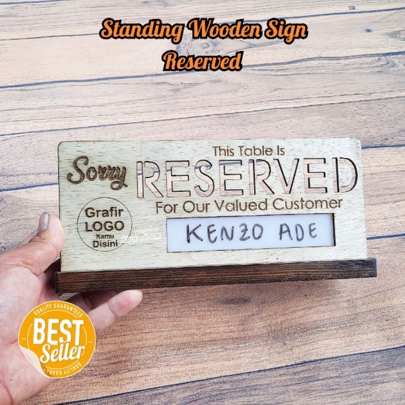 Jual Stand Reserved Meja / Sign Reserved Kayu tanda Nama Cafe Custom ...