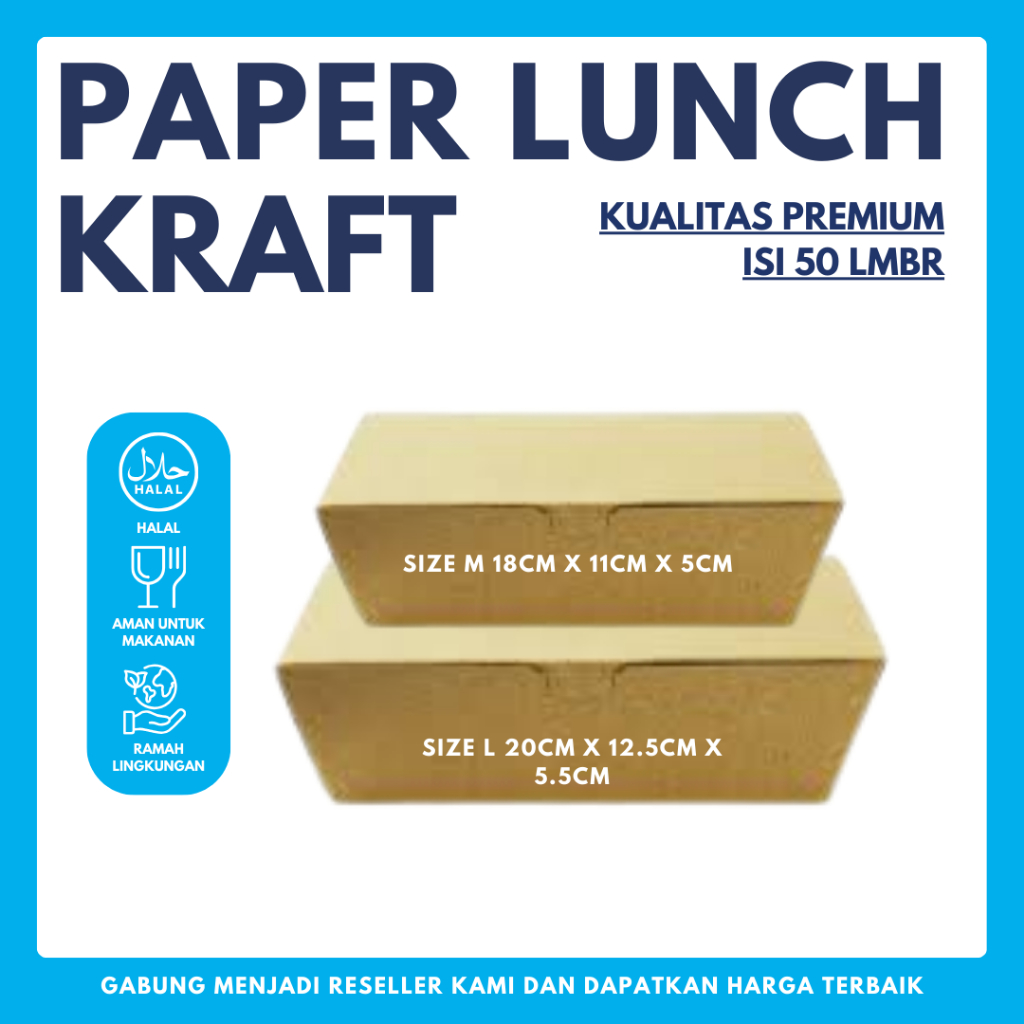Jual Paper Lunch Box Kraft Rakitan @50Pcs | Shopee Indonesia