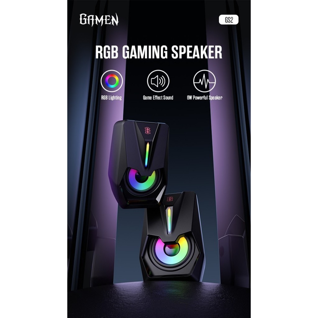 Jual Speaker Gaming GAMEN GS2 RGB Light Game Effect Sound Powerful 6W ...