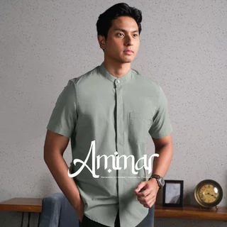 CUTOFF Ammar Collarless Shirt Kemeja Koko Cotton Formal Basic Polos Pria Lengan Pendek
