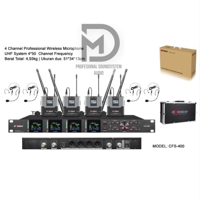 Jual Professional Microphone Wireless model CFS400 JJHH merek dB Voice