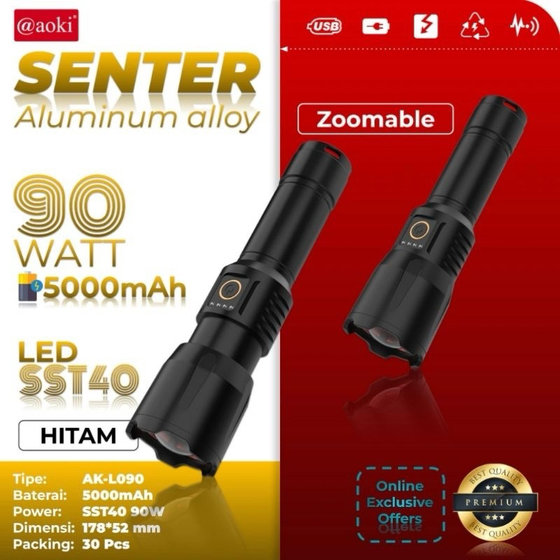 Jual SENTER AOKI ZOOM 90W SENTER TANGAN SUPER TERANG | Shopee Indonesia
