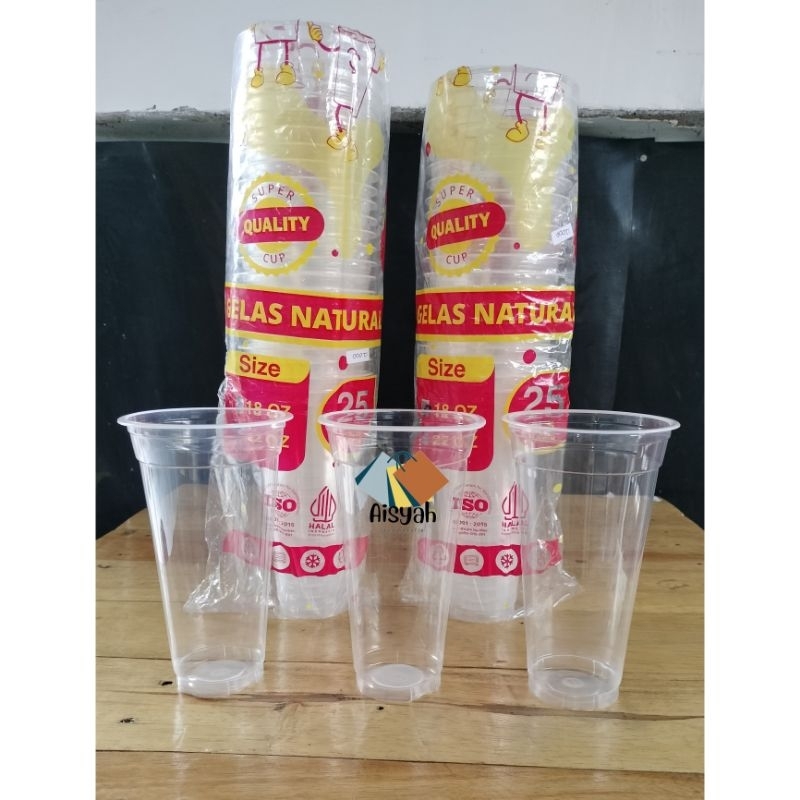 Jual Gelas Cup Natural Super Quality 18 Oz Gelas Plastik ( Isi 25 Pcs ...