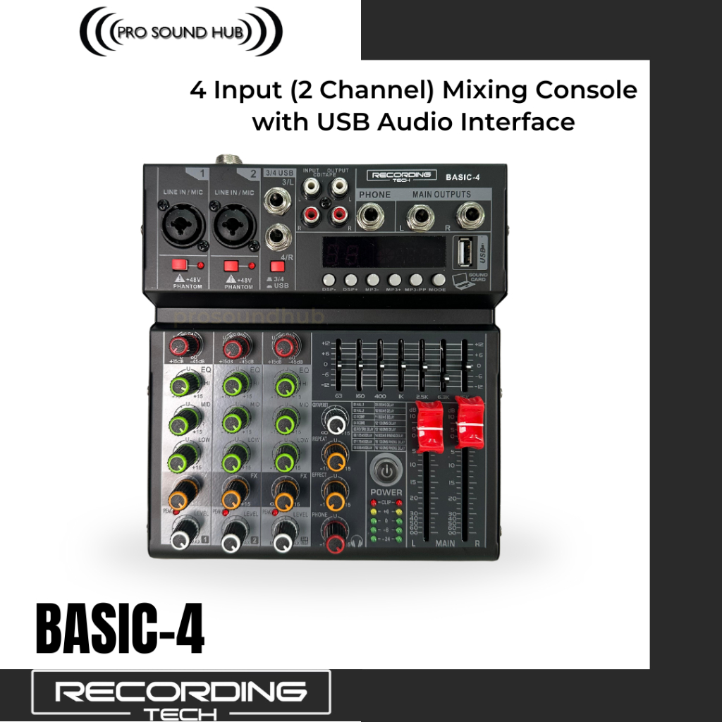 Jual Recording Tech BBasic-4 Basic4 Mixer 2 Channel 4 Input Soundcard ...