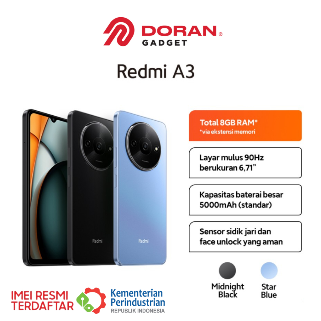 Jual Xiaomi Redmi A3 4128gb Ram 4gb Rom 128gb Black Blue Garansi