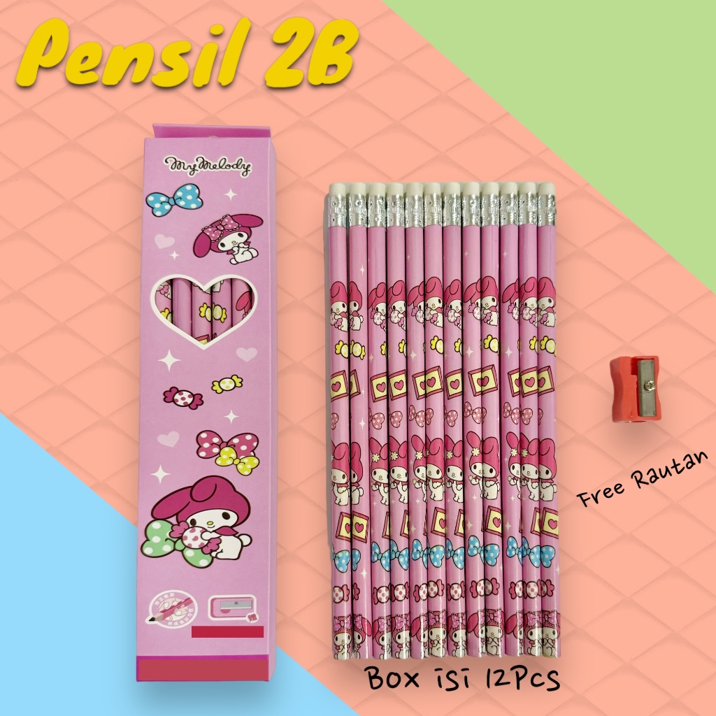 Jual Pensil Serut 2B LABUBU Sanrio isi 12 Pcs Free Rautan Lucu Karakter ...