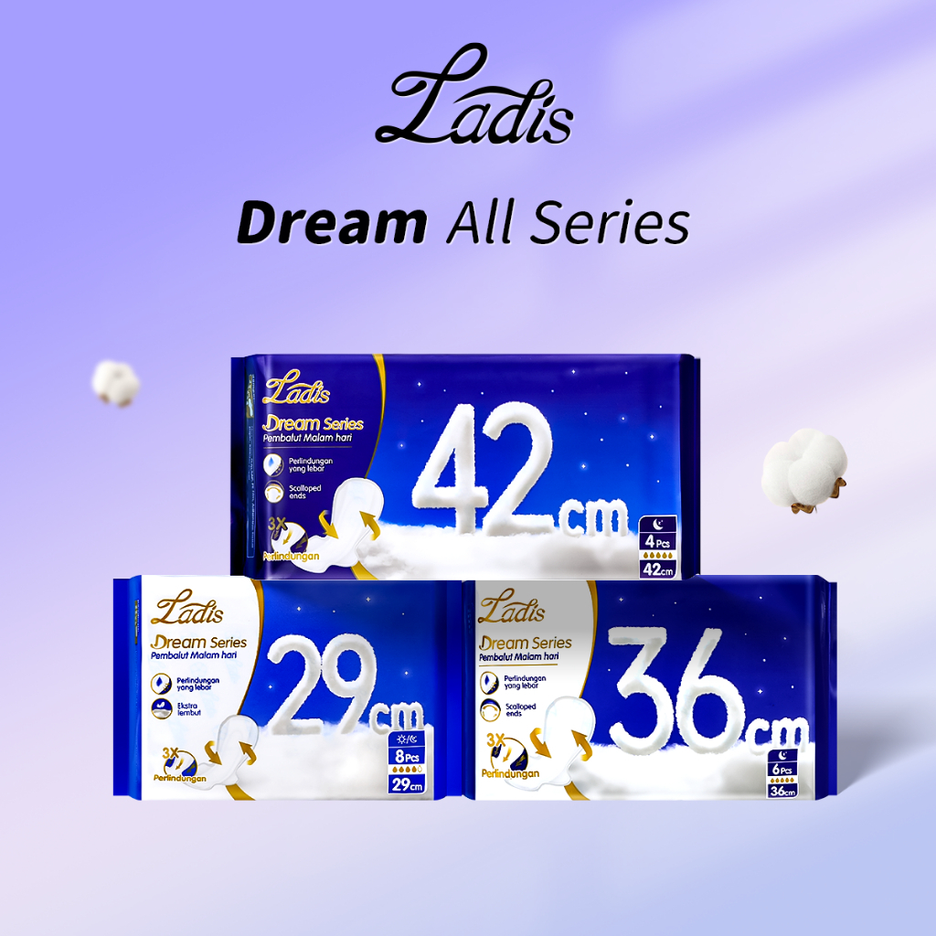 Jual [1 Pack] Ladis Dream Series Pembalut Malam Hari [all Size 29cm 36cm 42cm] Pembalut