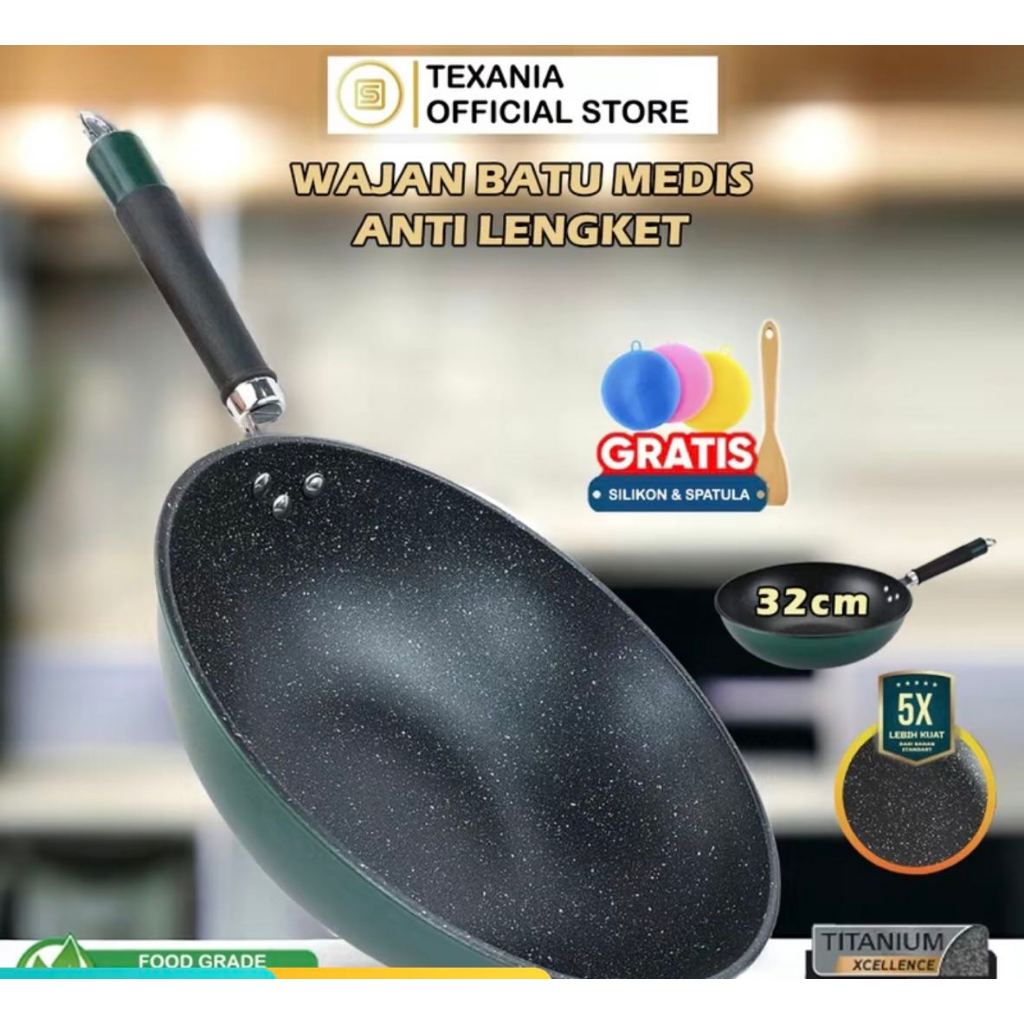 Jual Termurah Wajan Maifan Fry Pan Bahan Batu Medis Anti Lengket Cm Wajan Penggorengan High