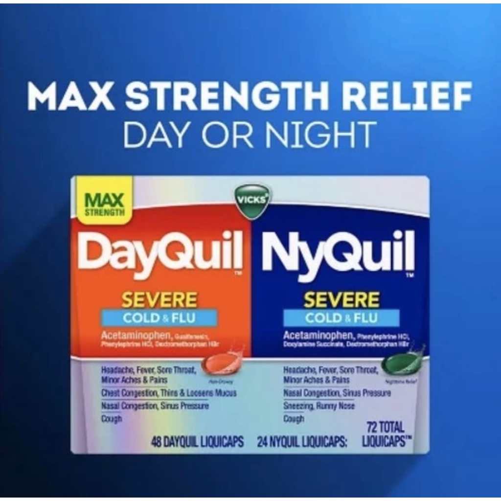 Jual Vicks DayQuil NyQuil Severe Cold & Flu ( 72 CAPS ) | Shopee Indonesia