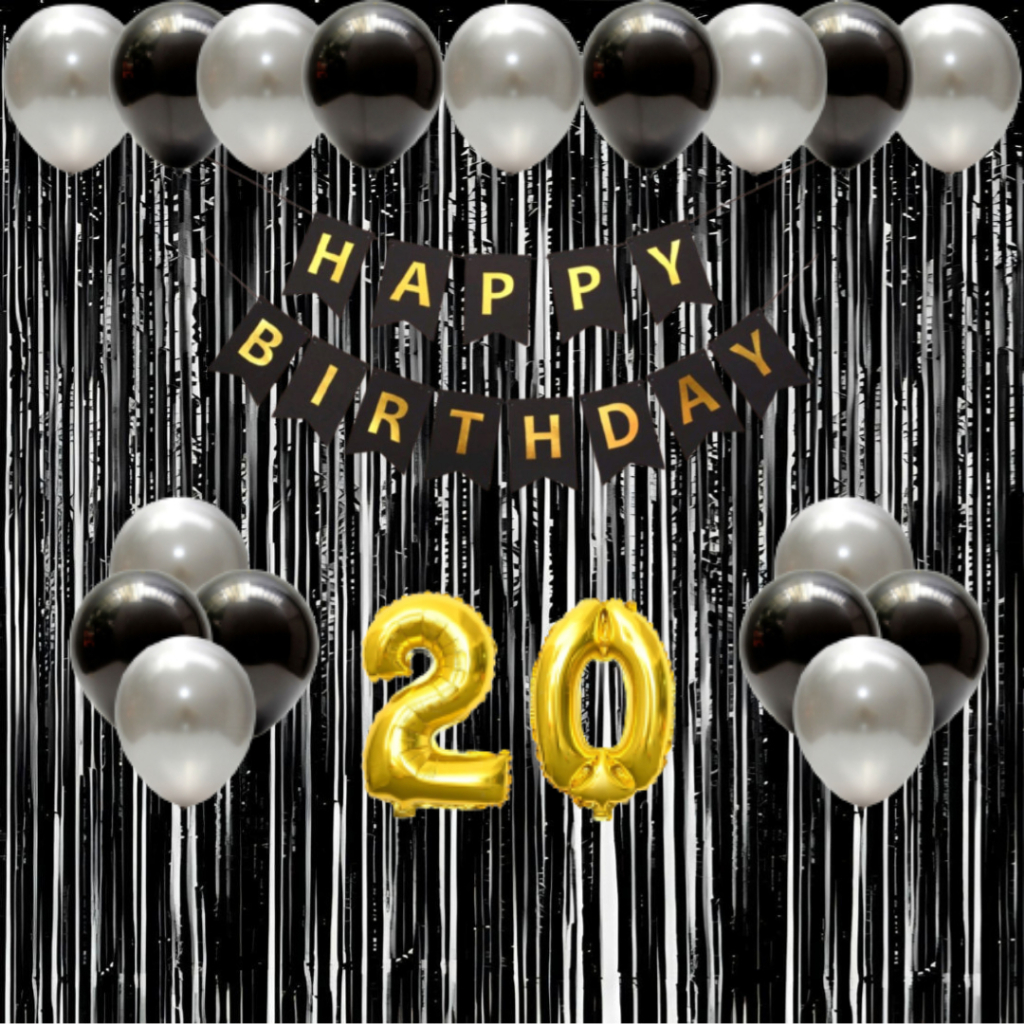 Set Dekor Pesta Ulang Tahun Anak Cewek Cowok Tirai Hitam Balon Mix Paket Simple Dan Hemat
