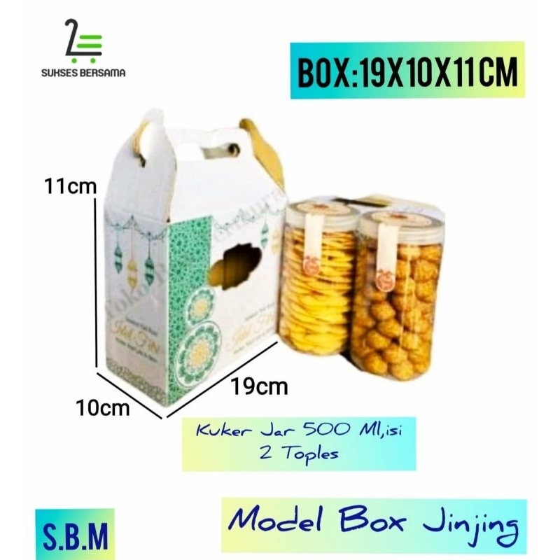 Jual Box Jinjing 19x10x11cm (Kuker Toples Jar 500 ML isi 2 toples)/Kue ...