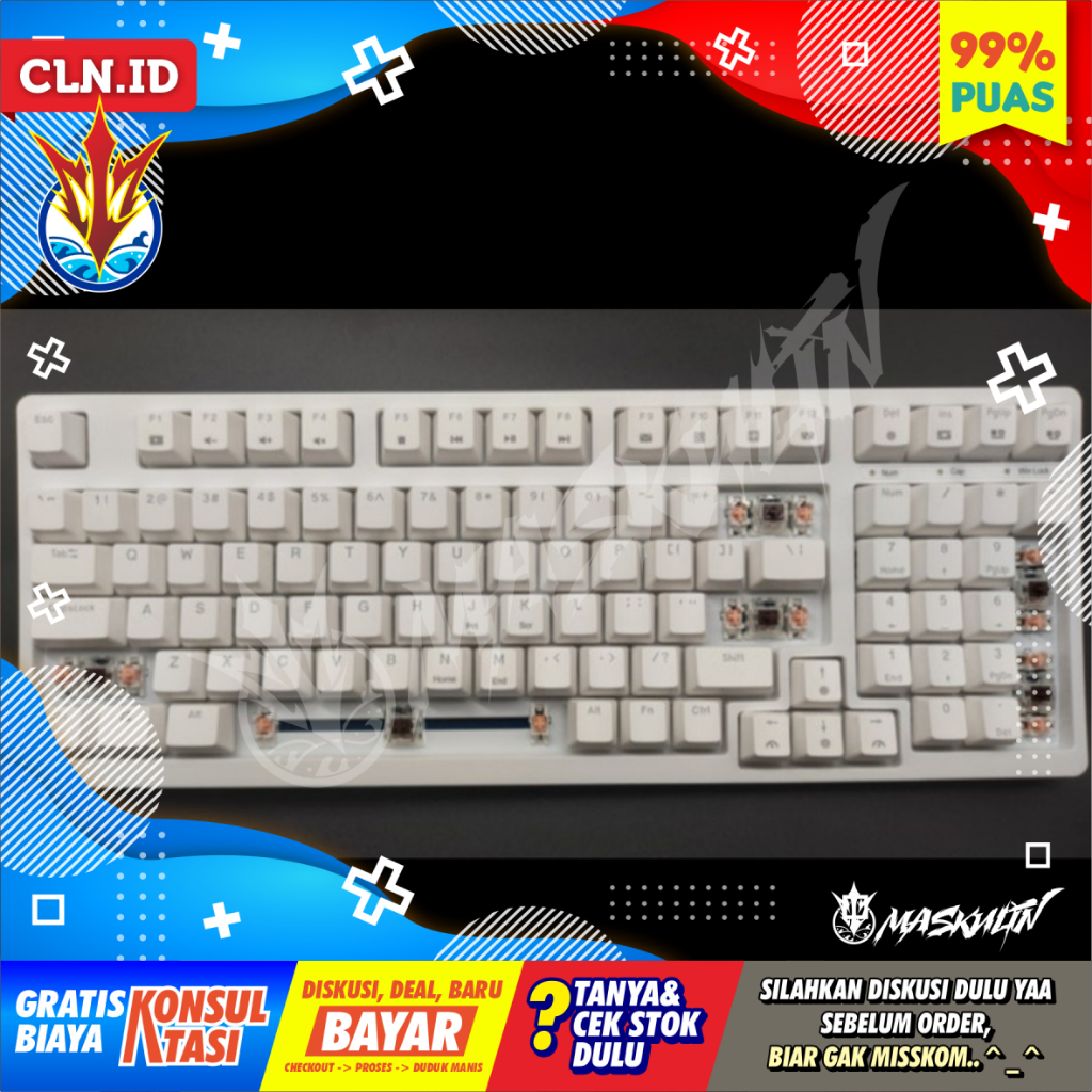 Jual vortex series vx9 pro white mechanical keyboard outemu brown ...