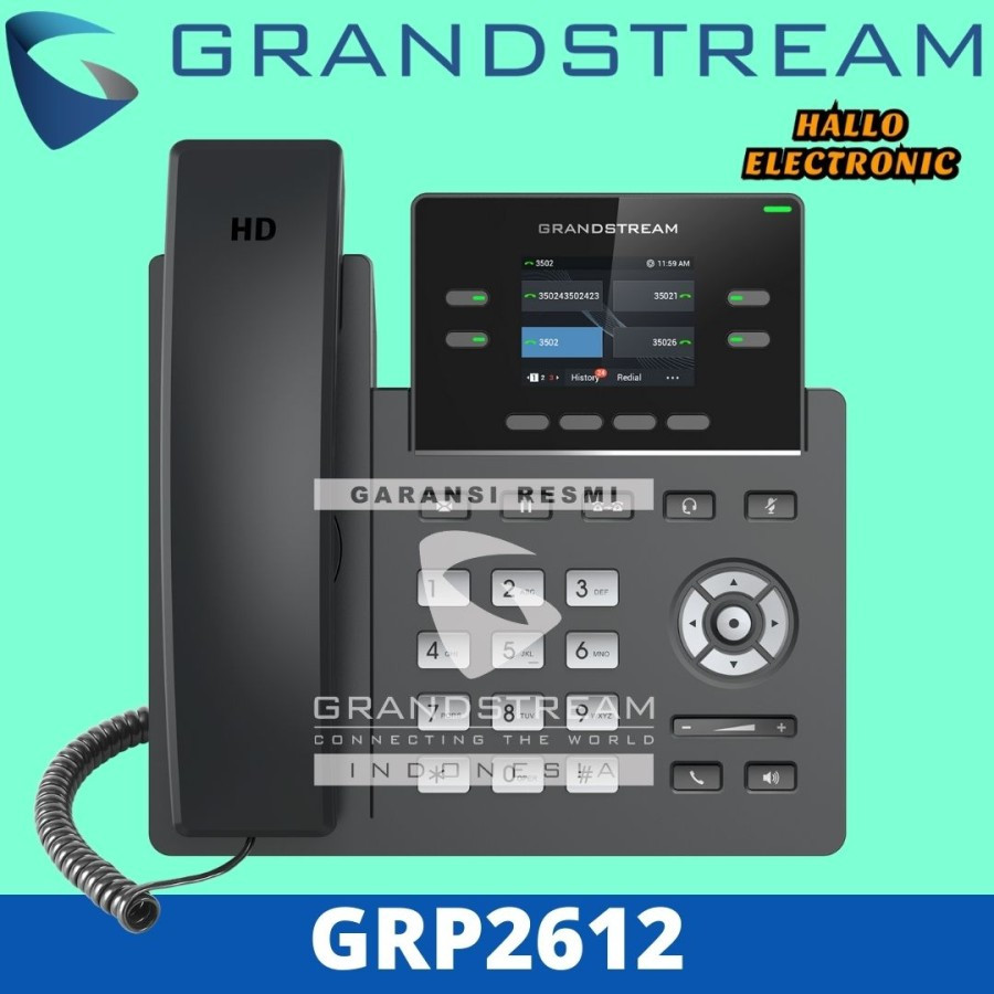 Grandstream GRP2612 Telefono IP – 2 Linee, Nero, Per Ufficio E Aziende