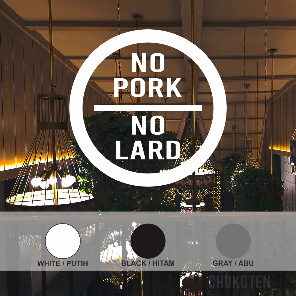 Jual Cutting Sticker No Pork No Lard Bulat Kaca Cafe Dinding Stiker ...