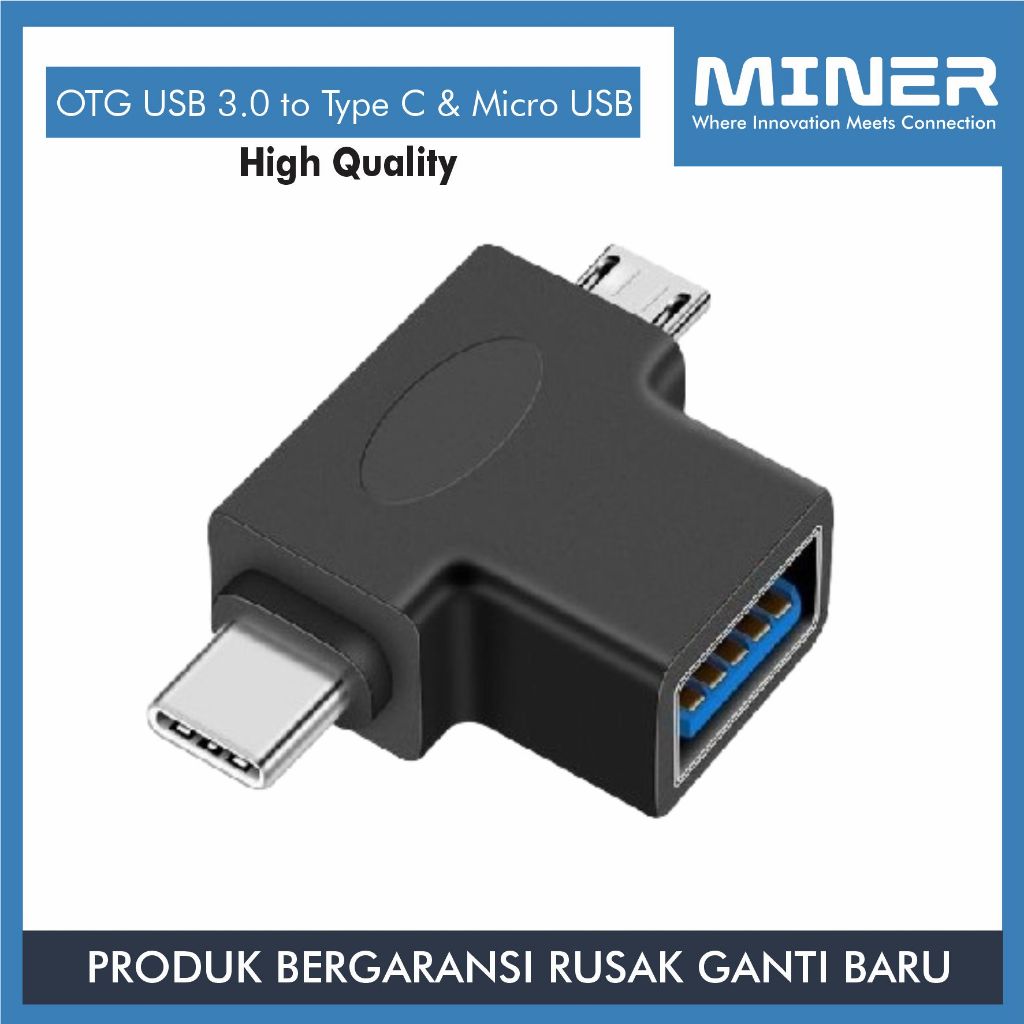 Jual MINER Adapter OTG USB 3.0 to Type C and Micro USB High Quality ...