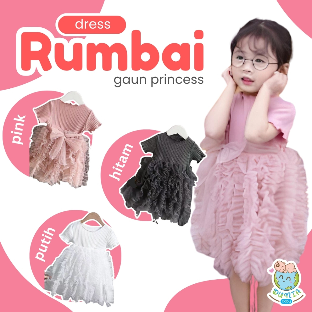 Jual DUNIABABY 0-7 Tahun Dress Rumbai Ubur Anak perempuan Gaun Pesta ...