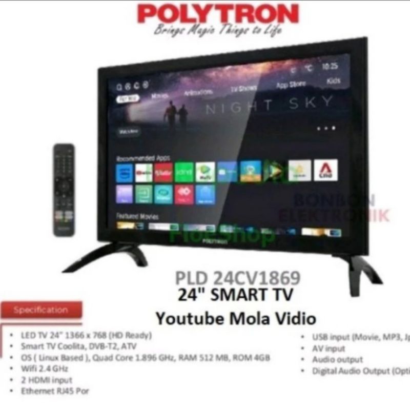 Jual TV SMART POLYTRON 24CV1869 - TV LED POLYTRON SMART 24 INCH
