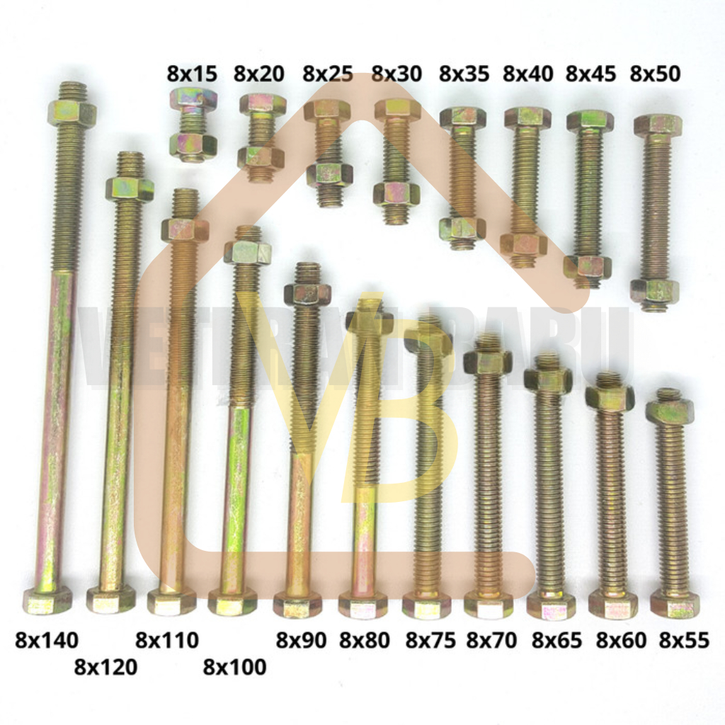 Jual BAUT MUR KUNING HEX BMK M8 (KUNCI 12) | Shopee Indonesia