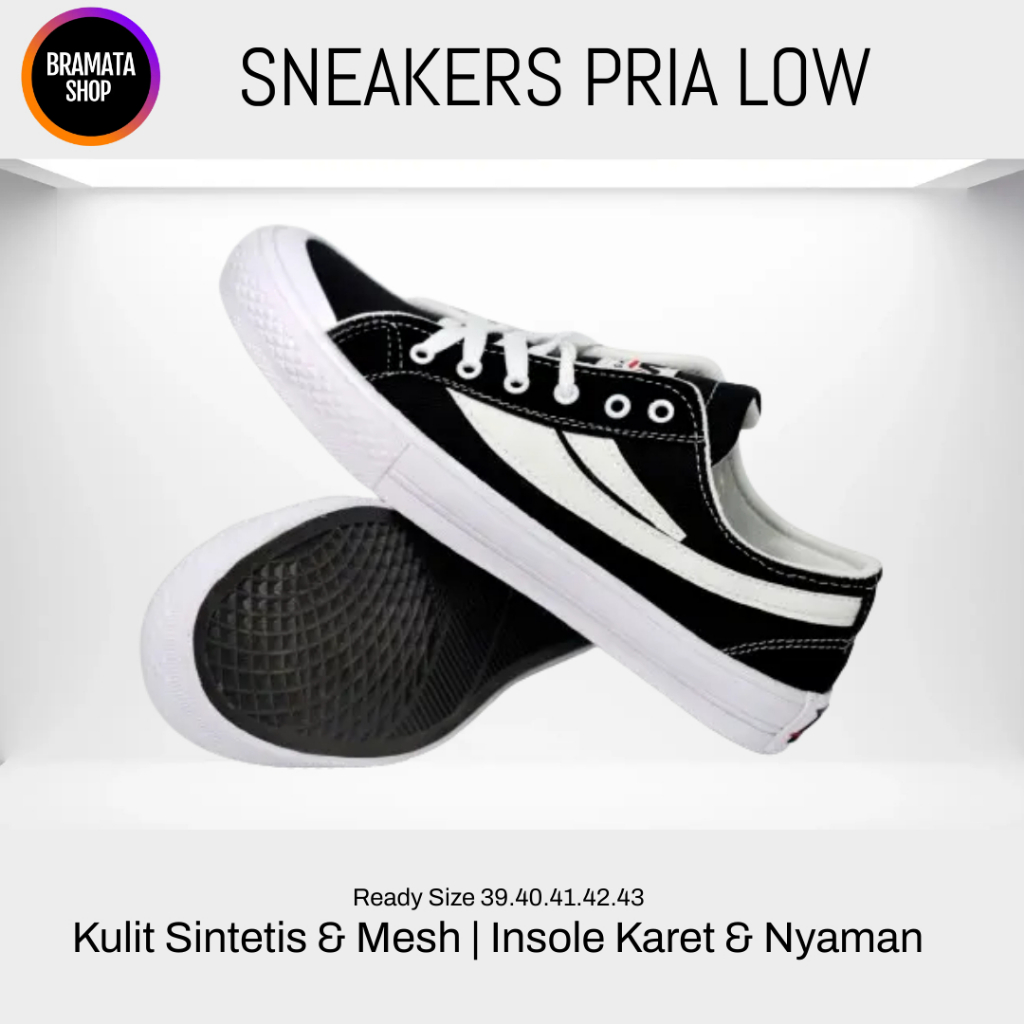 Jual Sepatu Kets Casual Pria Wanita Hitam Putih Low | Shopee Indonesia