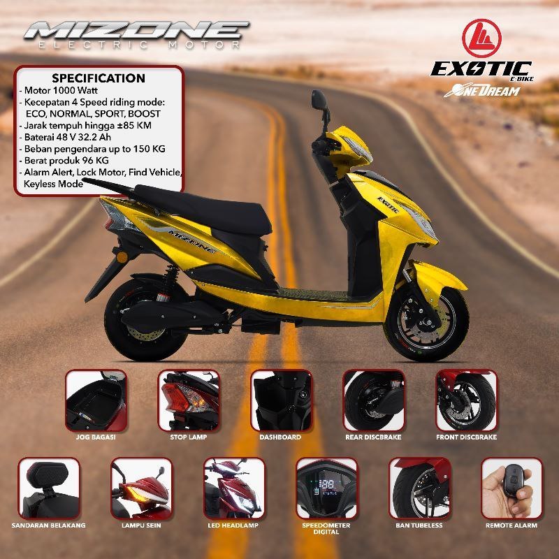 Jual Motor Listrik Exotic Mizone Molis 48V/32.2Ah 1000W | Shopee Indonesia