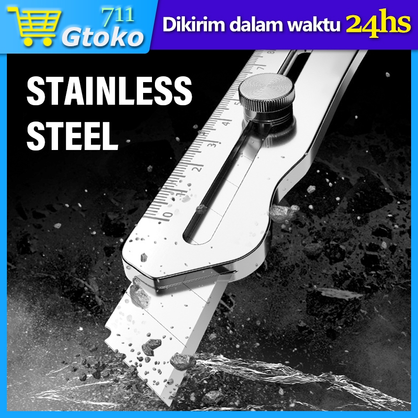 Jual Pisau Cutter Stainless Steel Baja Pemotong Kertas Multifungsi 18 ...