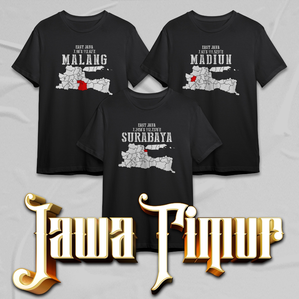 Jual Desain Kaos Keren - Kaos Peta Kota Desain Jawa Timur | Shopee