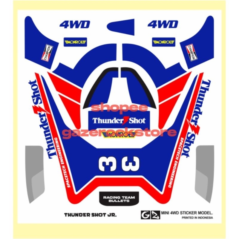 Jual Stiker Tamiya Thunder Shot Jr. Cutting Vinyl | Shopee Indonesia