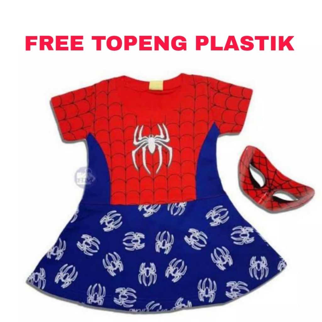 Jual Baju Dress Kostum Spidergirl free topeng | Shopee Indonesia