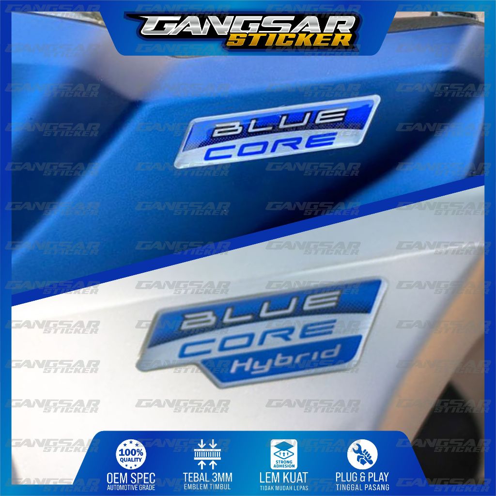 Jual emblem bluecore yamaha / sticker logo bluecore hybrid / emblem ...