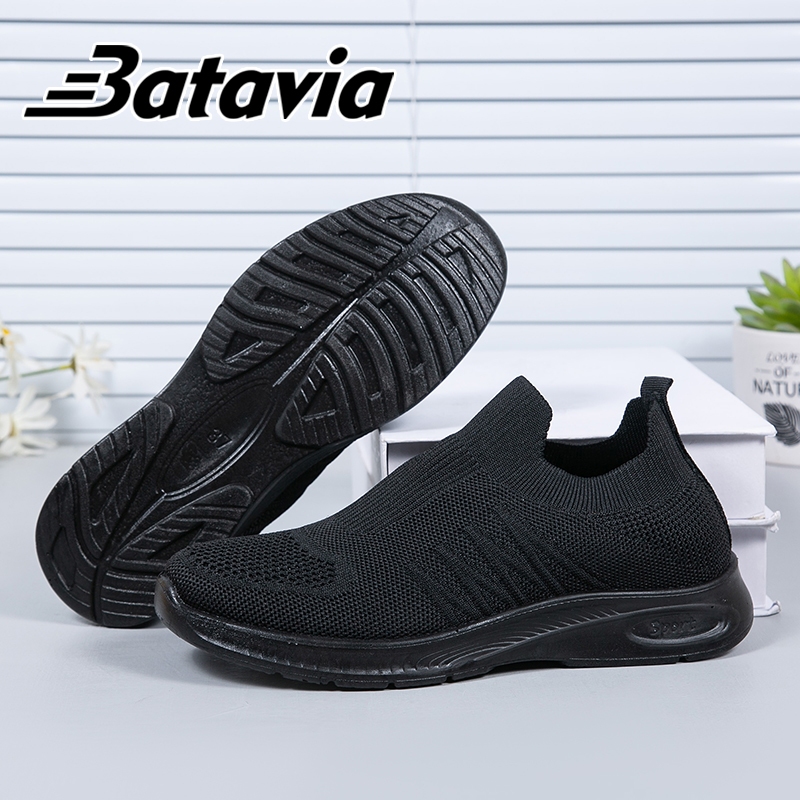 Jual Cod Batavia Baru Sepatu Wanita Kasual Rajut Bernapas Hitam Merek