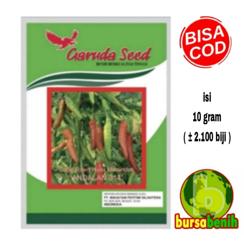 Jual Isi 10 Gram Bibit Cabe Rawit Hijau Merunduk Andalan 314 Benih