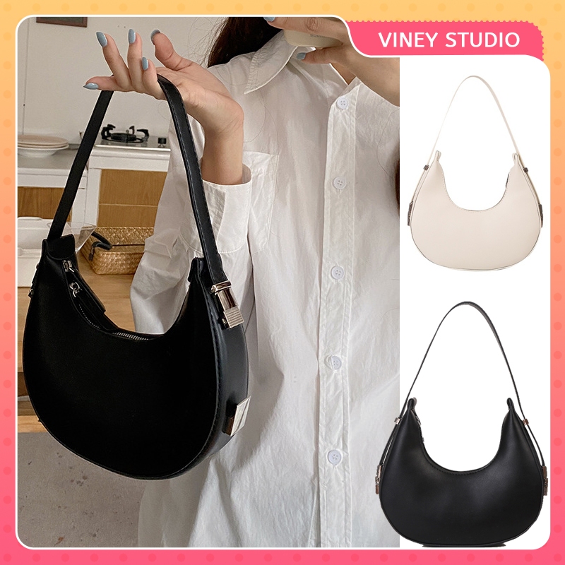 Jual Tas Bulan Sabit Ceruk Prancis Warna Murni Tas Tangan Wanita Bahu