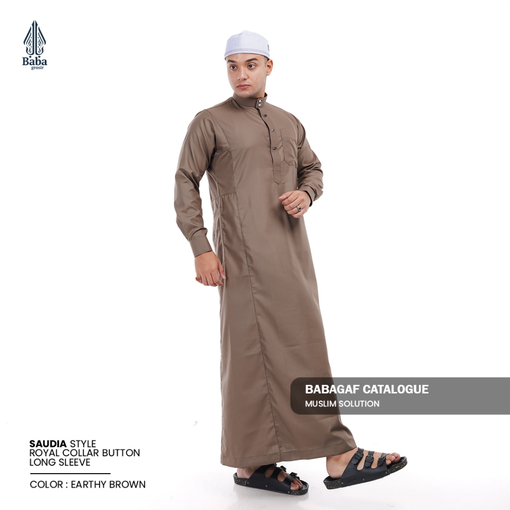 Jual Gamis Saudi Slim Fit Manset Babagaf Jubah Pria Dewasa Lengan