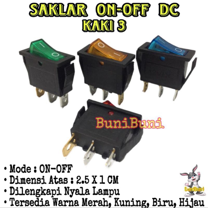 Jual SAKLAR ON OFF PIANO / Switch Tombol Lampu ON OFF Kaki 3 DC Untuk ...
