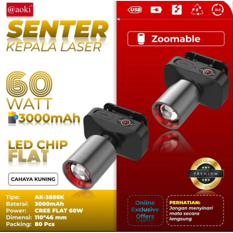Jual SENTER KEPALA ZOOM PUTIH / KUNING 50W L-2905L / ZOOM AOKI AK-3686A ...