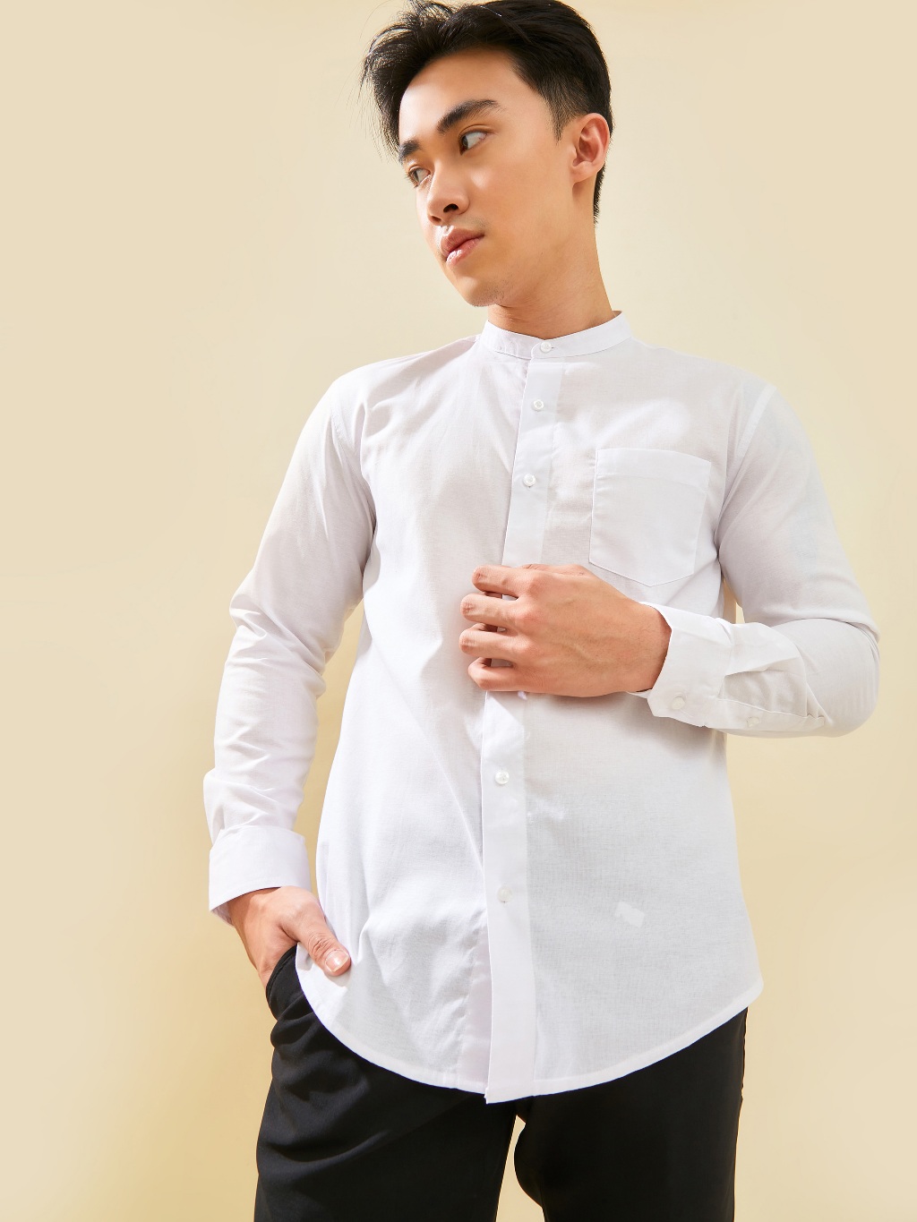 Kemeja Lengan Panjang Dorry White Orange main image 1
